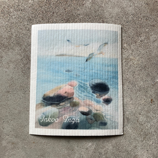 Tiskiliina - Kaksi lokkia Inkoo-tekstillä