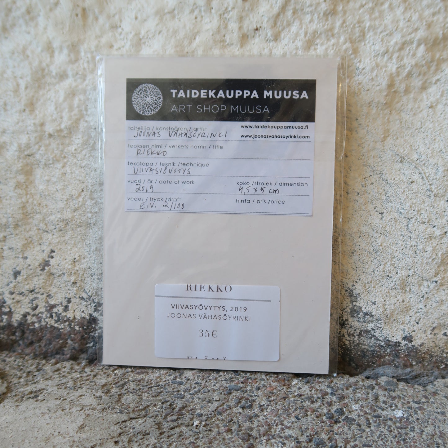 Riekko 2/100, Joonas Vähäsöyrinki, taidegrafiikan vedos