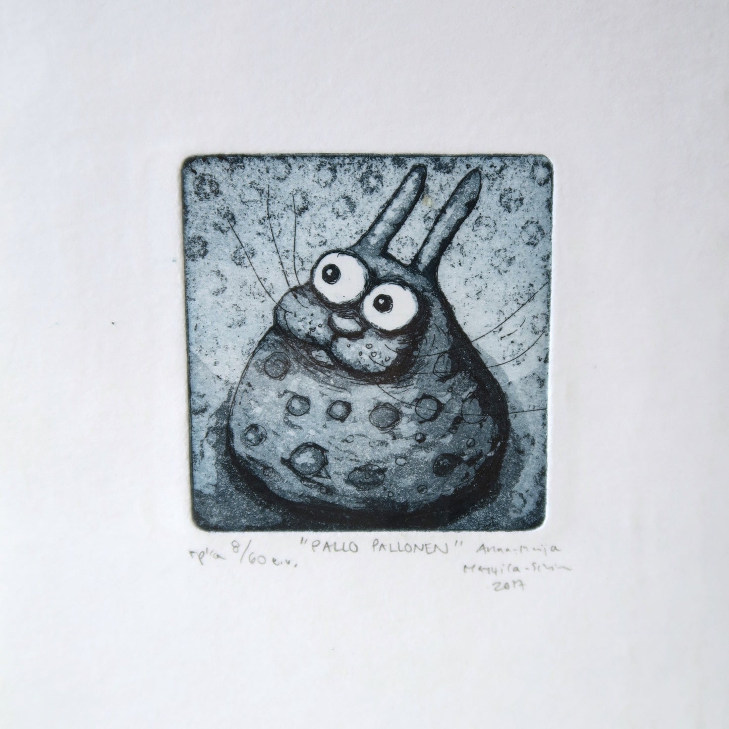 Pallo pallonen, 8/60, Anna-Maija Mattila-Selin, taidegrafiikan vedos