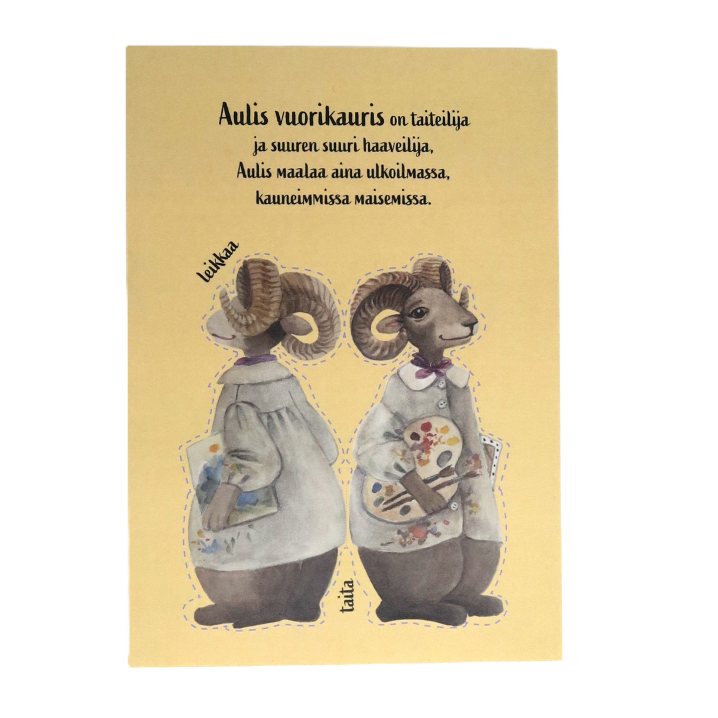 Paperinukkekortti A5 - 6 eri hahmoa