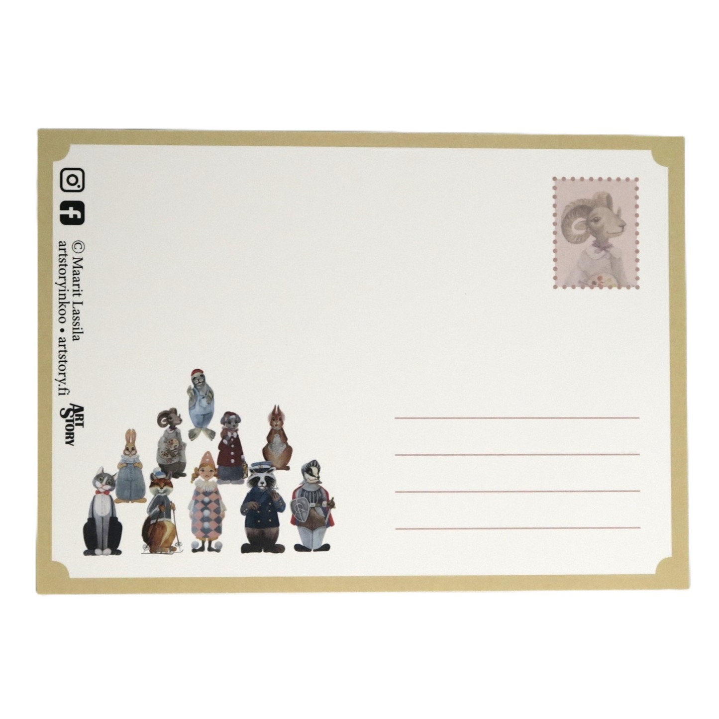 Paperinukkekortti A5 - 6 eri hahmoa