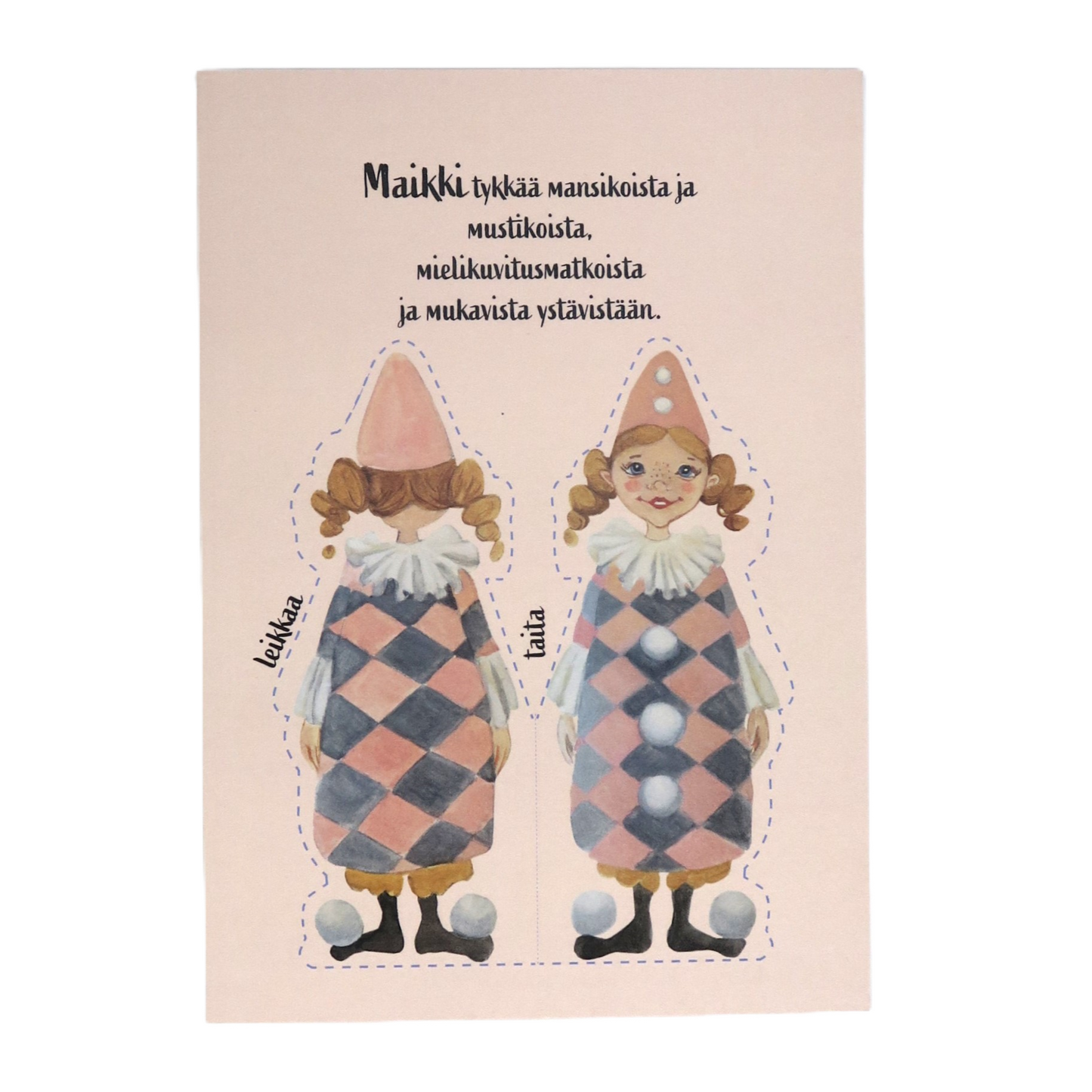 Paperinukkekortti A5 - 6 eri hahmoa