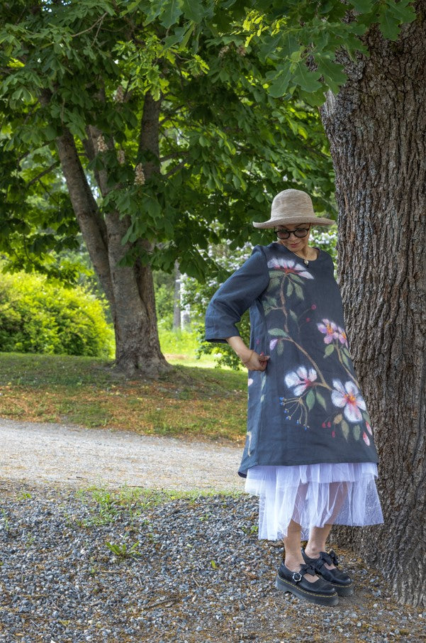 Pellavamekko Kirsikankukka malli 1